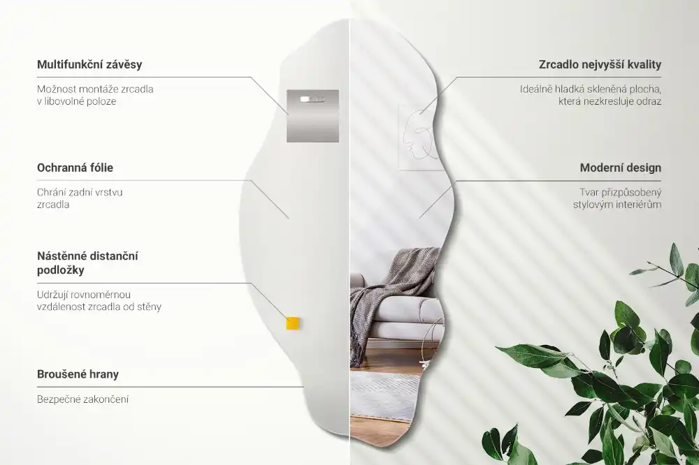 Nepravidelne zrkadlo nástenné originálna dekorácia