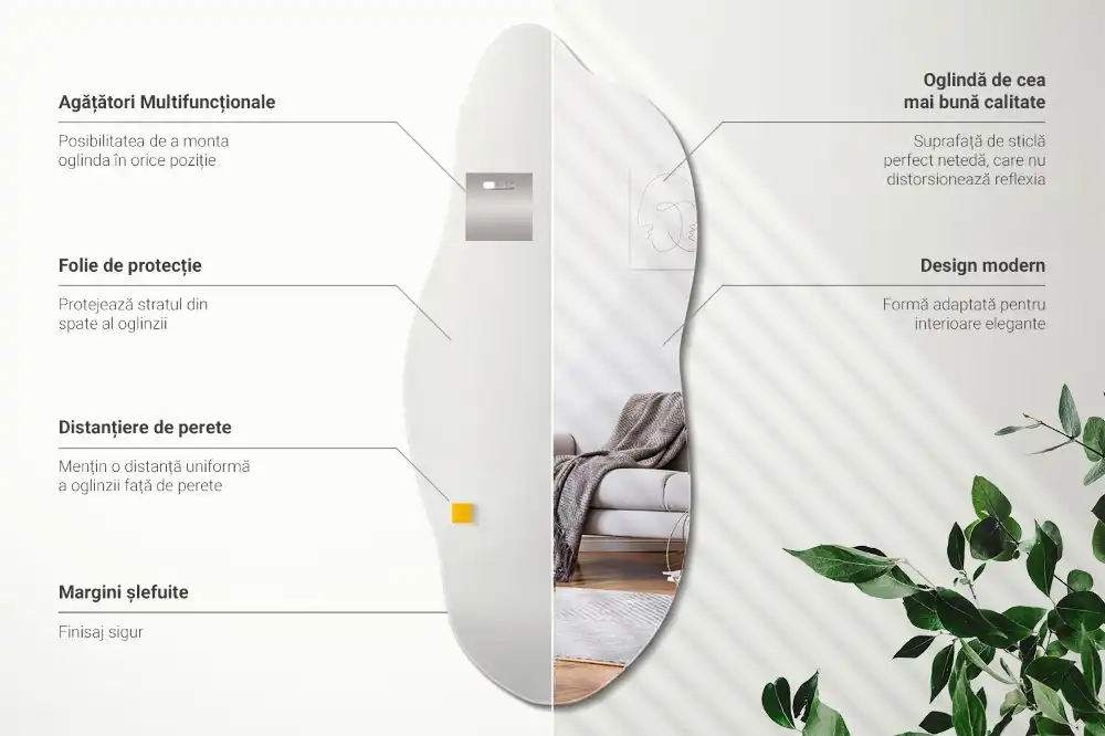 Nepravidelné organické zrkadlo nápadný doplnok