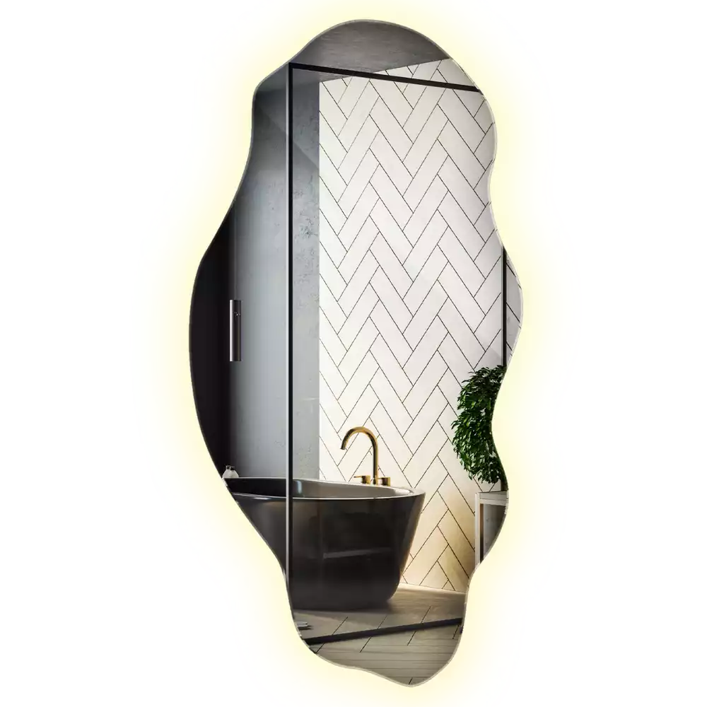 Nepravidelne zrkadlo s podsvietením LED škvrna