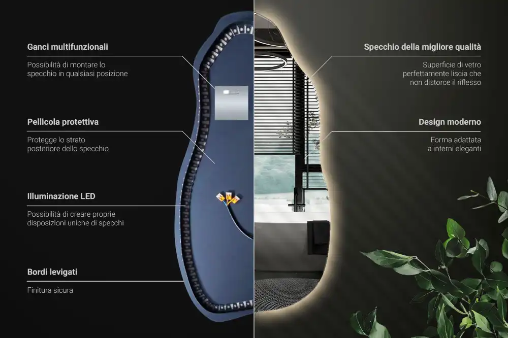 Organické zrkadlo s led osvetlením štýlové