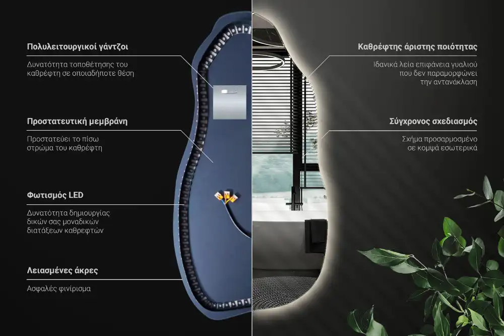 Organické zrkadlo s led osvetlením štýlové