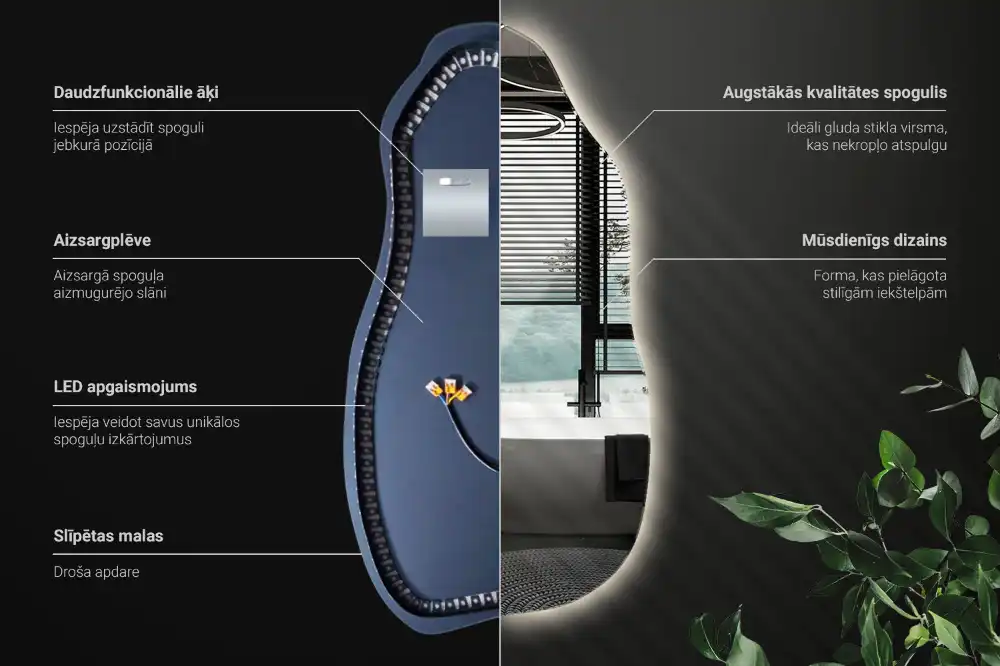 Organické zrkadlo s led osvetlením štýlové