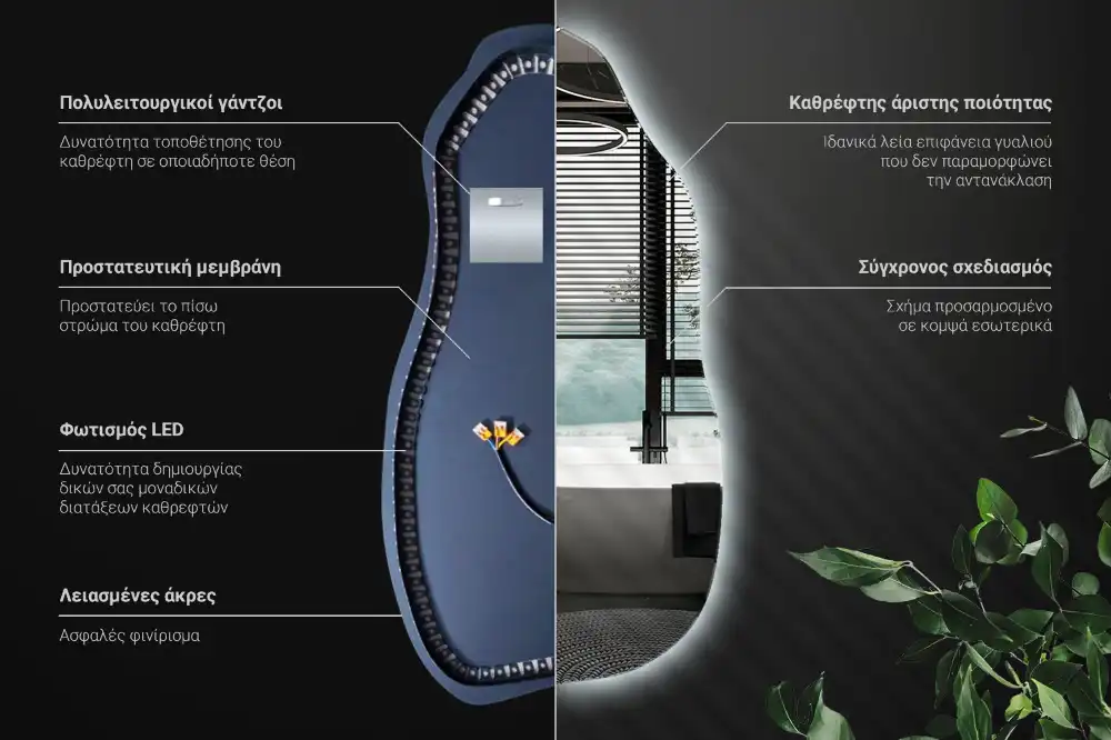 Organické zrkadlo s led osvetlením štýlové