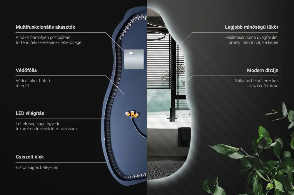 Organické zrkadlo s led osvetlením štýlové