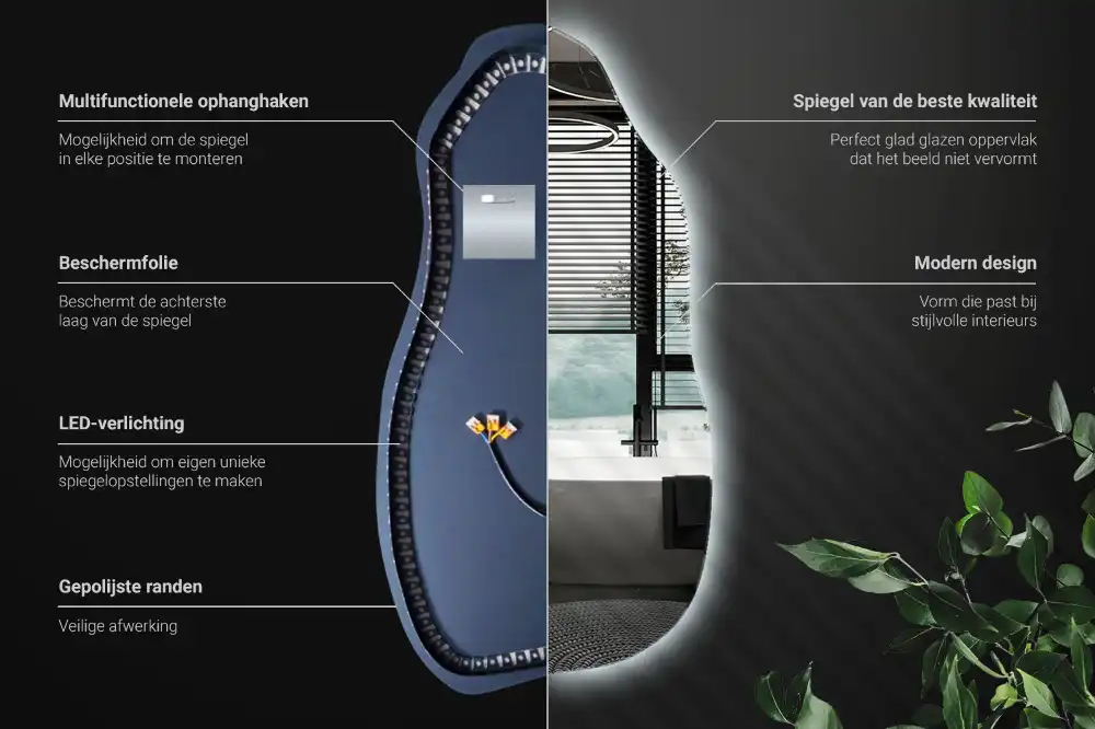 Organické zrkadlo s led osvetlením štýlové