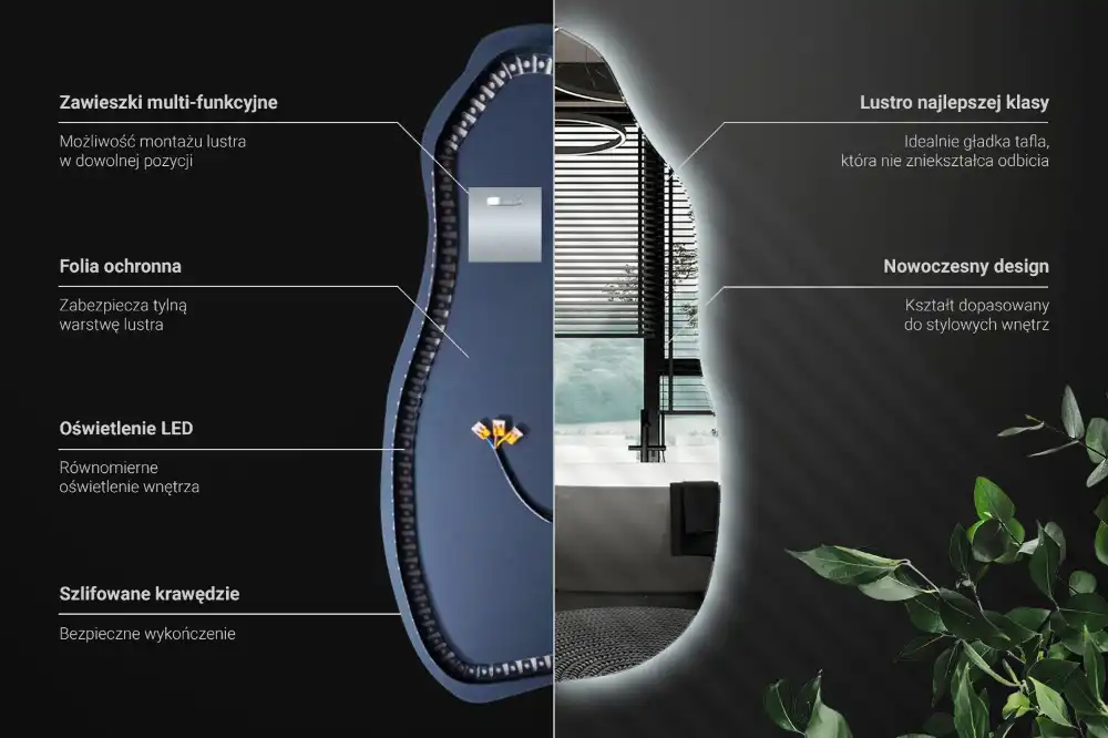 Organické zrkadlo s led osvetlením štýlové