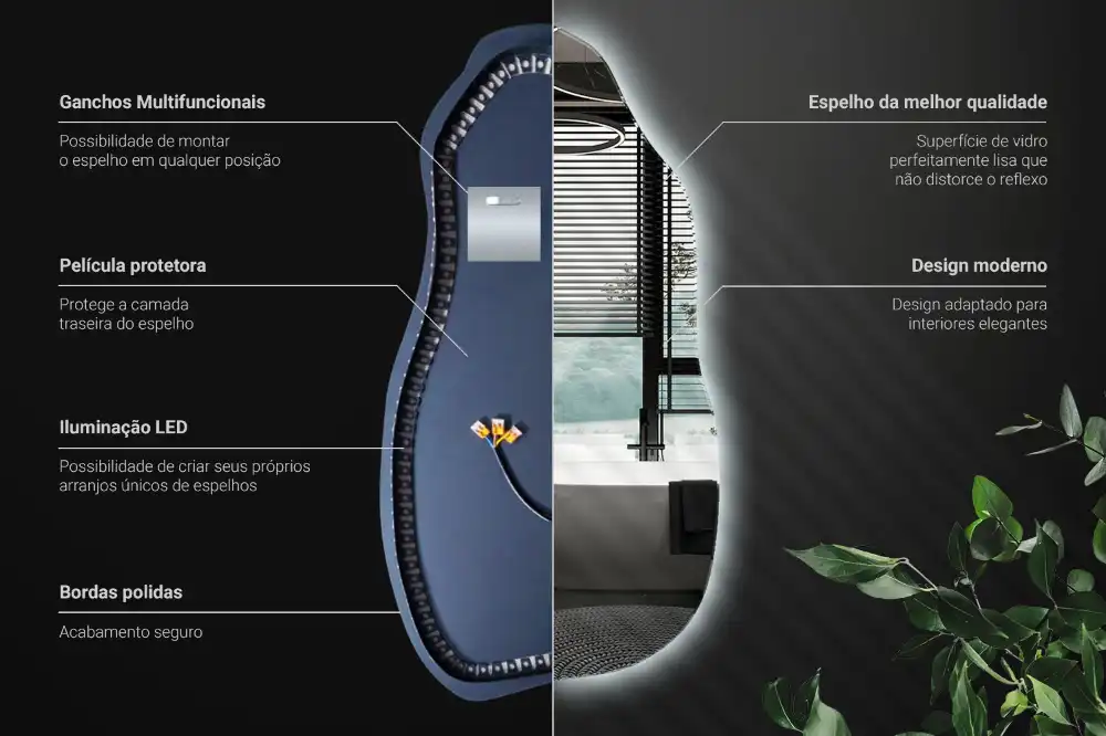 Organické zrkadlo s led osvetlením štýlové