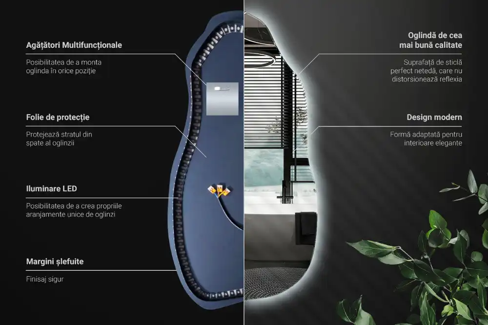 Organické zrkadlo s led osvetlením štýlové