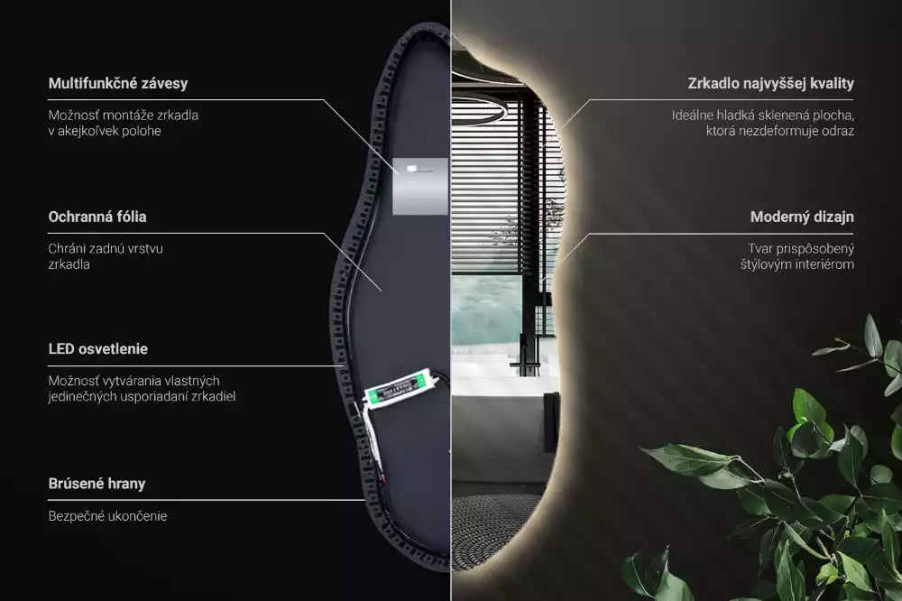 Štýlové zrkadlo s led osvetlením