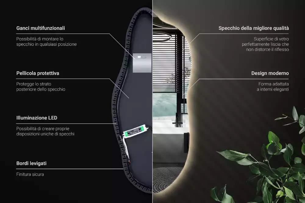 Štýlové zrkadlo s led osvetlením