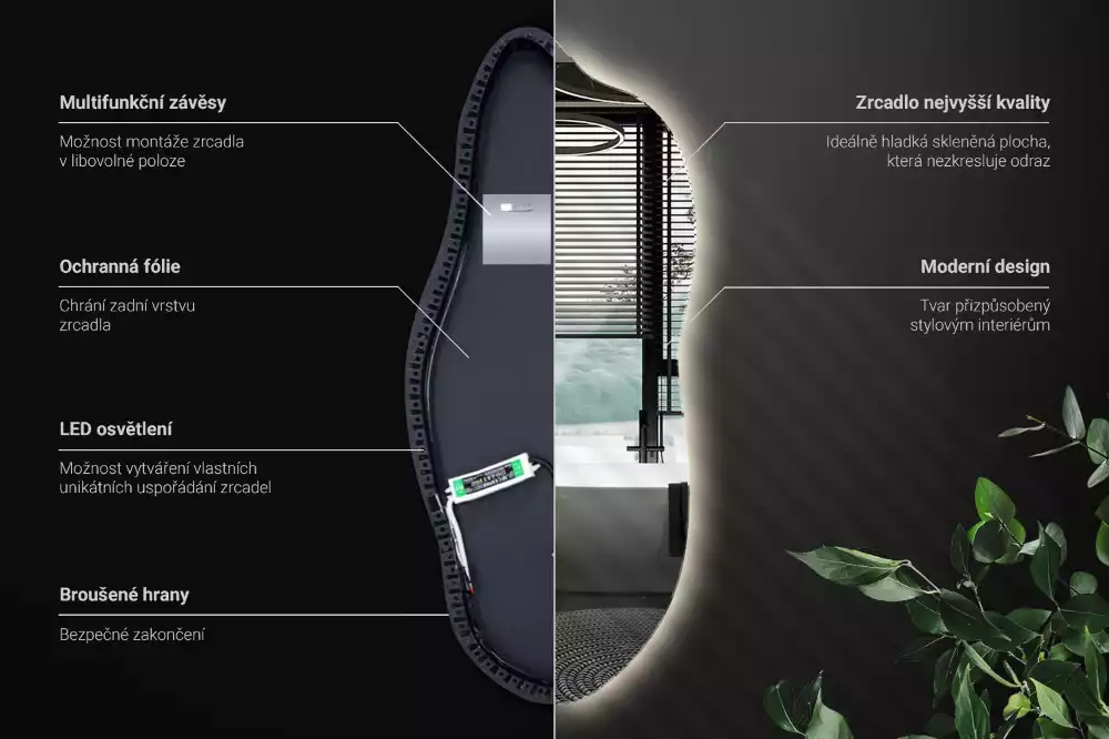 Štýlové zrkadlo s led osvetlením
