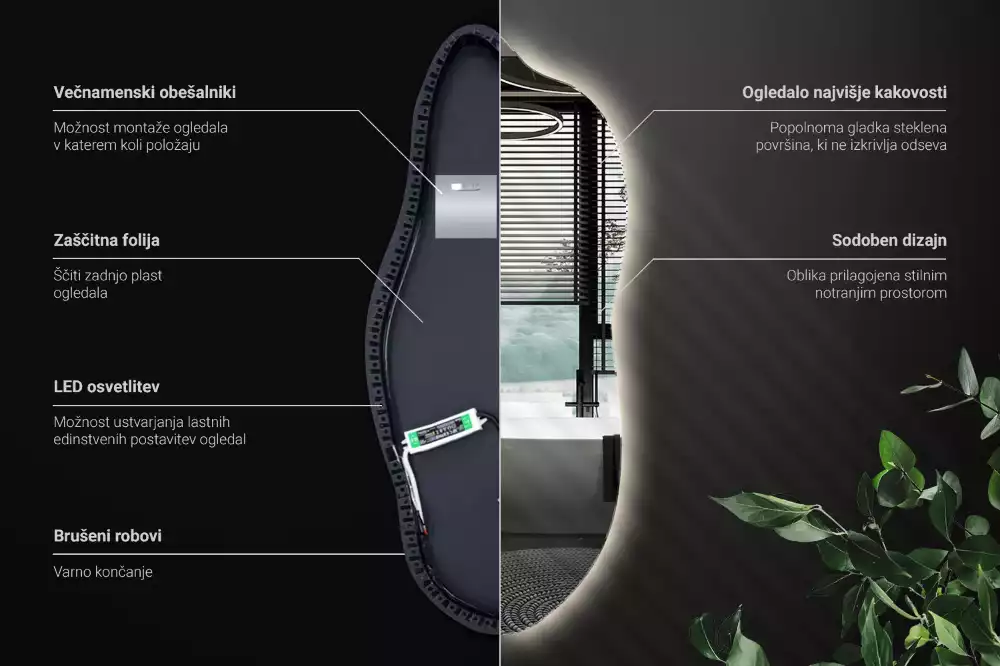 Štýlové zrkadlo s led osvetlením