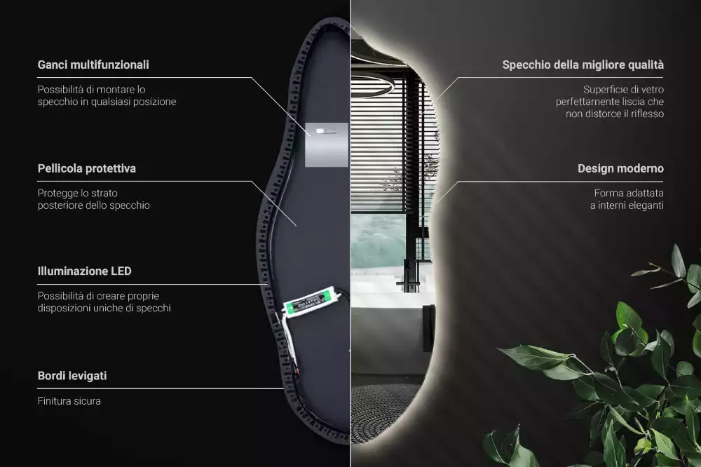 Štýlové zrkadlo s led osvetlením