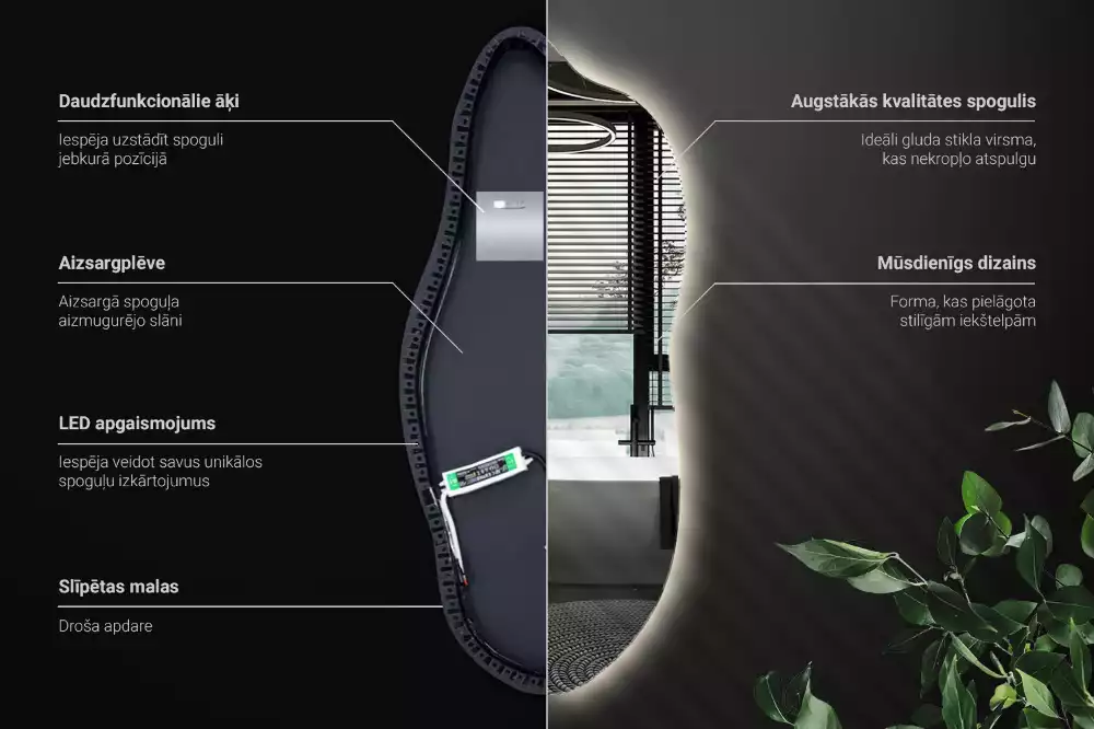Štýlové zrkadlo s led osvetlením