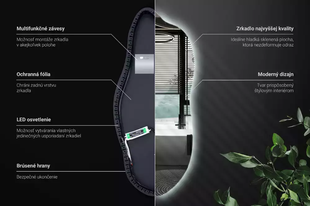 Štýlové zrkadlo s led osvetlením