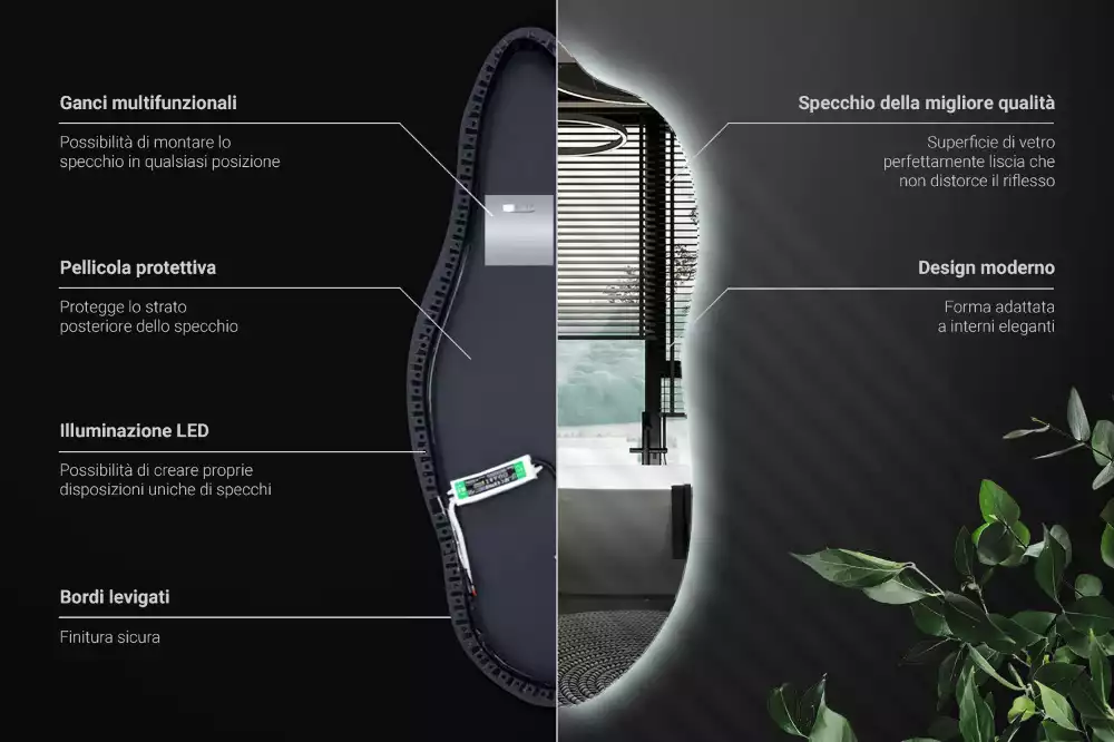 Štýlové zrkadlo s led osvetlením