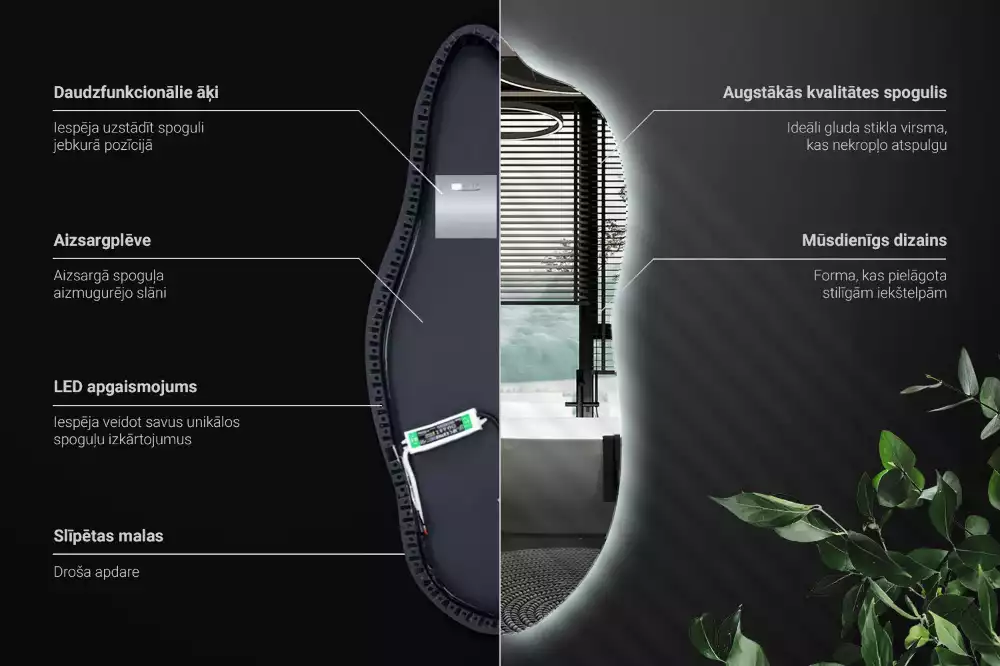 Štýlové zrkadlo s led osvetlením