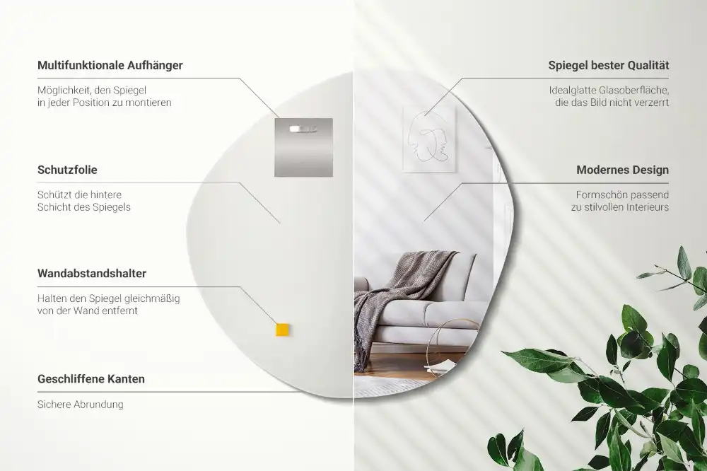 Asymetrické zrkadlo dekoratívne