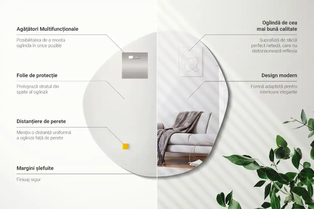 Asymetrické zrkadlo dekoratívne