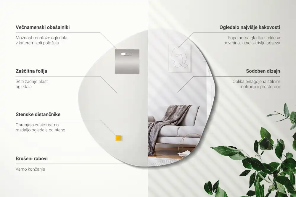 Asymetrické zrkadlo dekoratívne