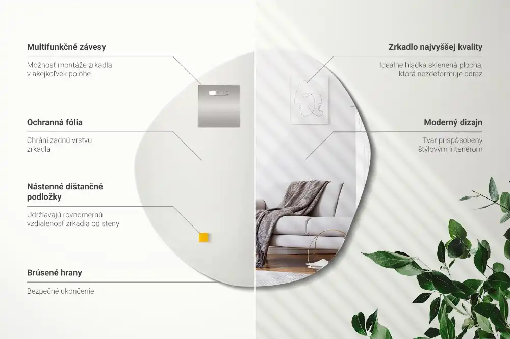 Asymetrické zrkadlo dekoratívne