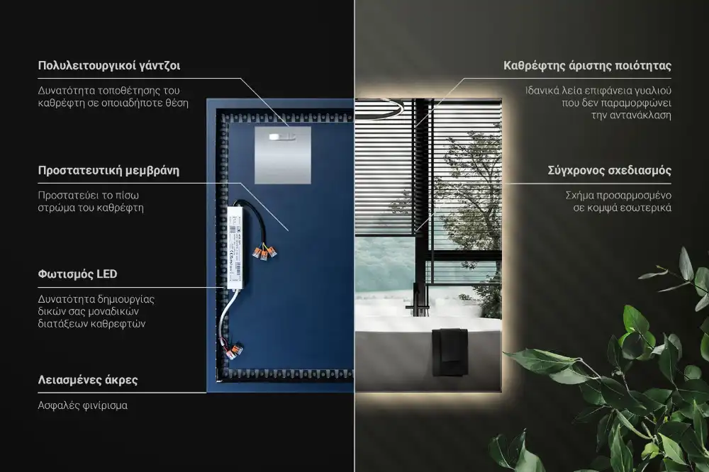 Štvorcové zrkadlo moderné LED