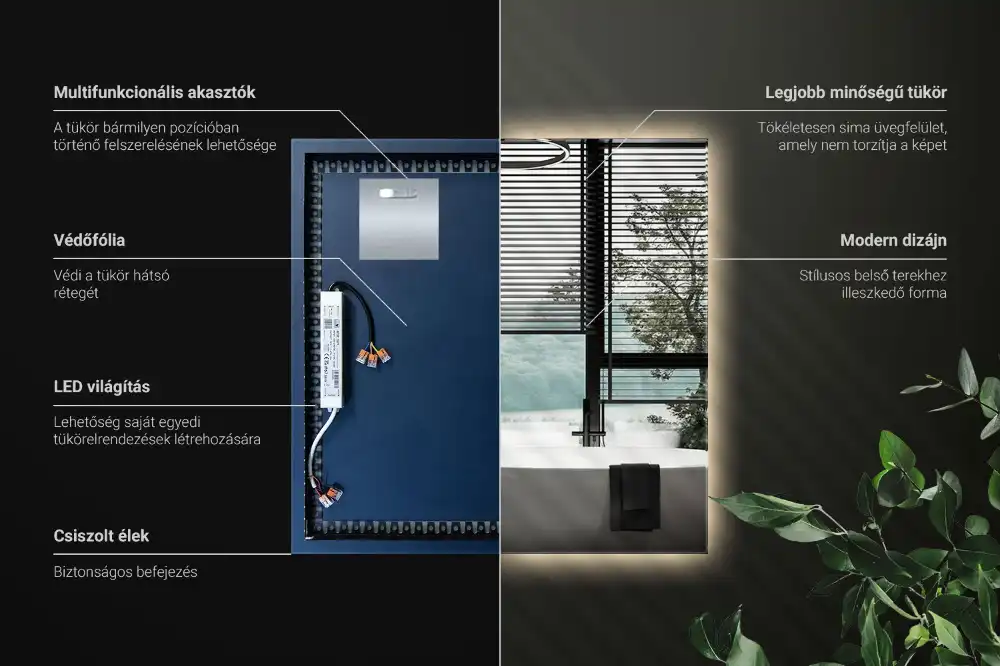 Štvorcové zrkadlo moderné LED
