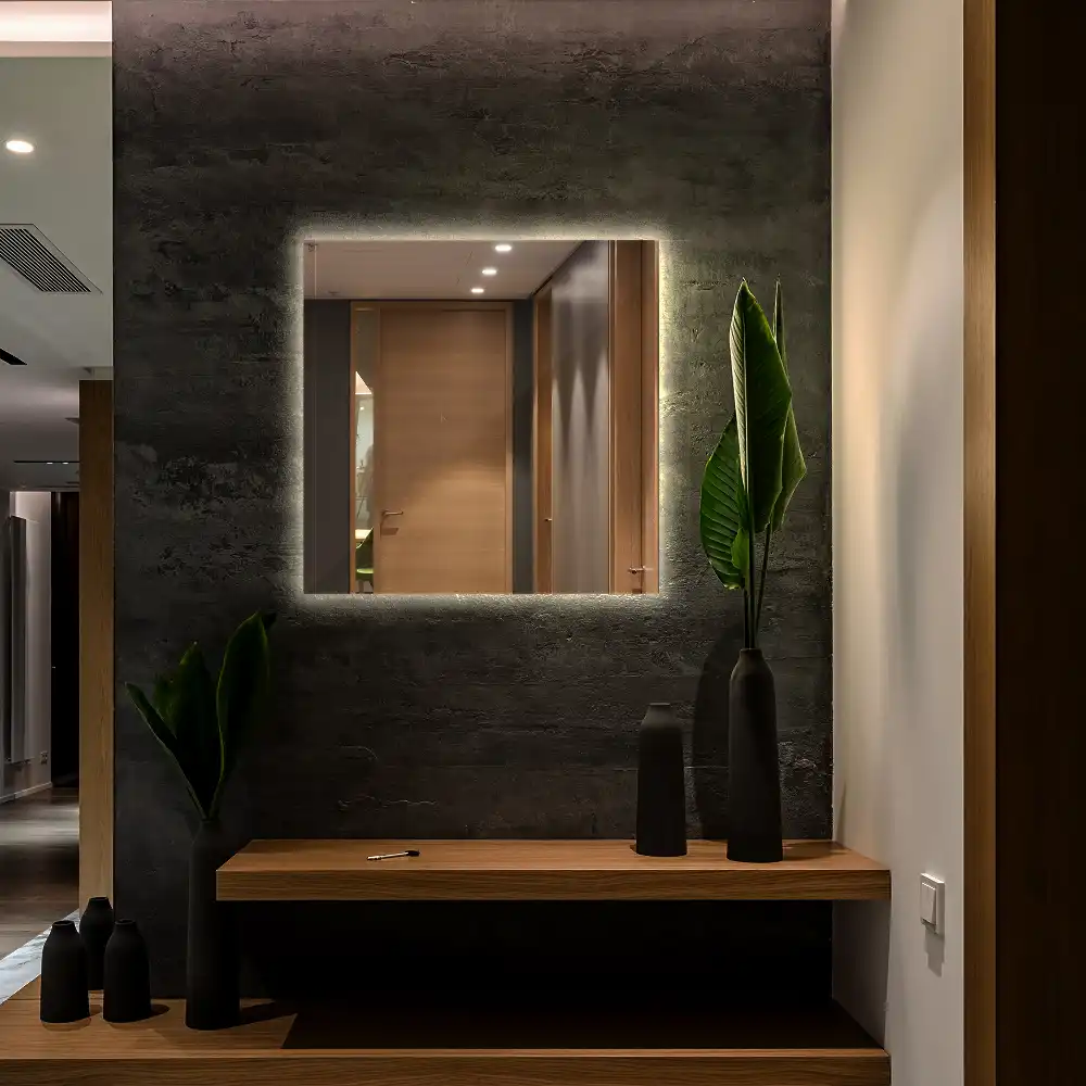 Štvorcové zrkadlo moderné LED