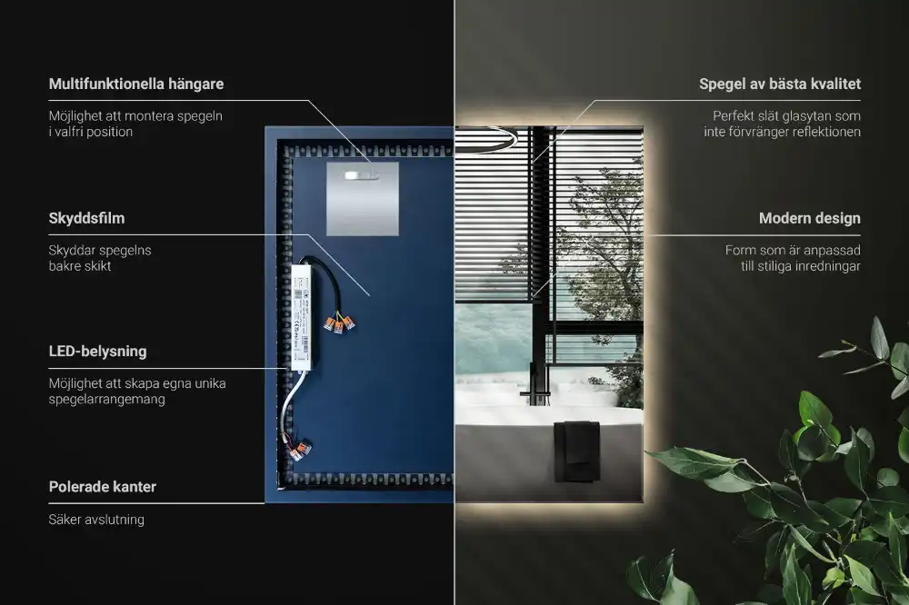 Štvorcové zrkadlo moderné LED