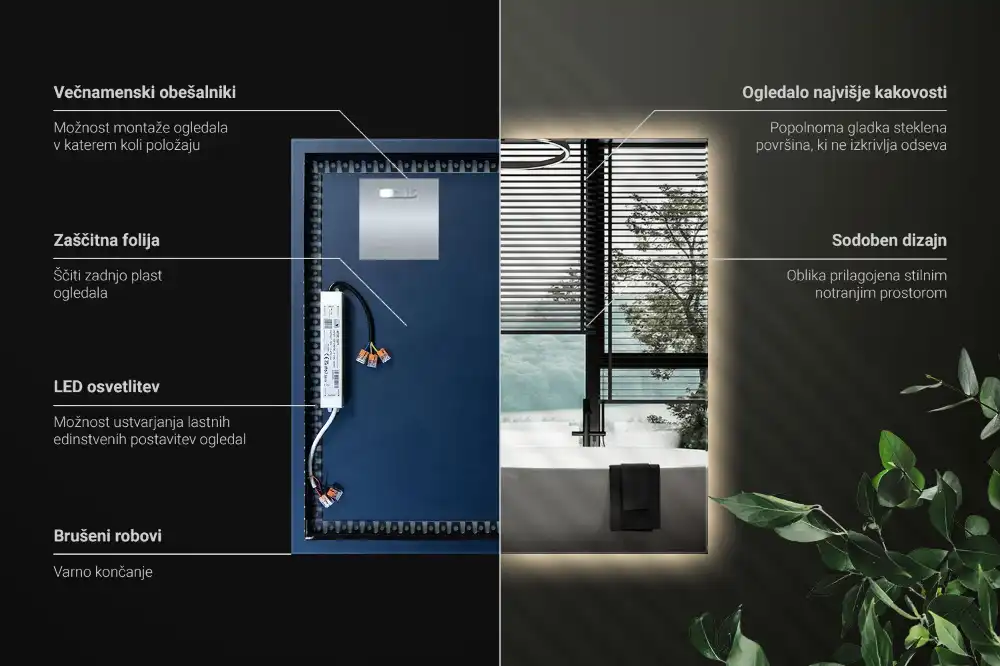 Štvorcové zrkadlo moderné LED