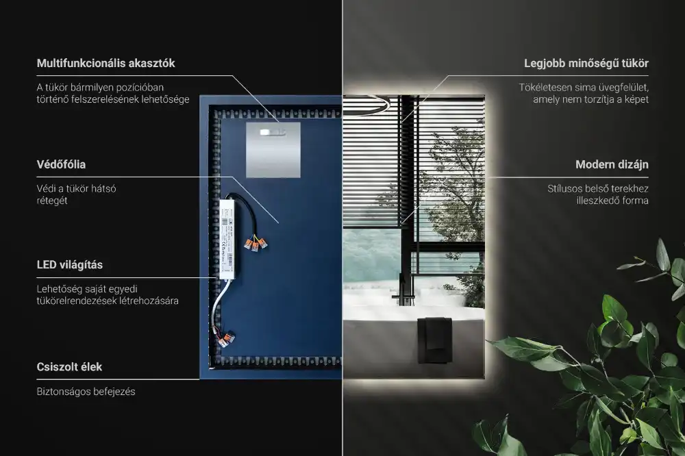 Štvorcové zrkadlo moderné LED