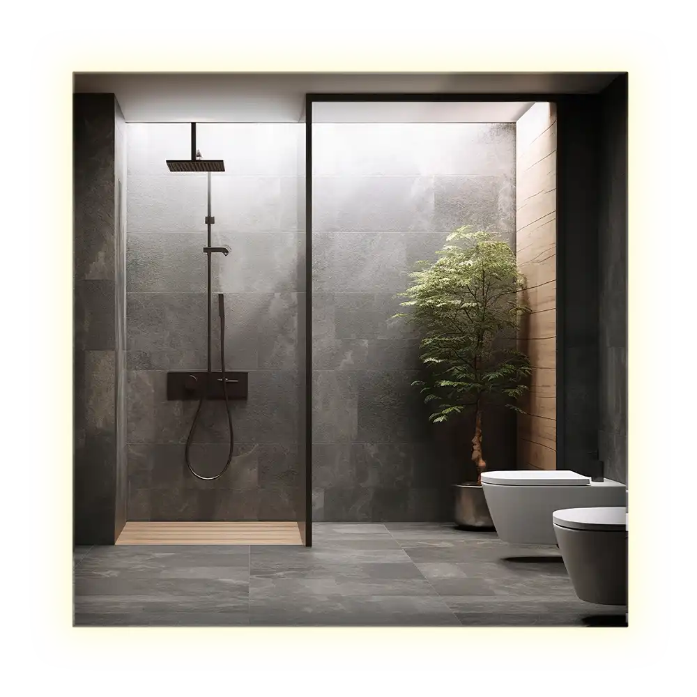 Štvorcové zrkadlo moderné LED