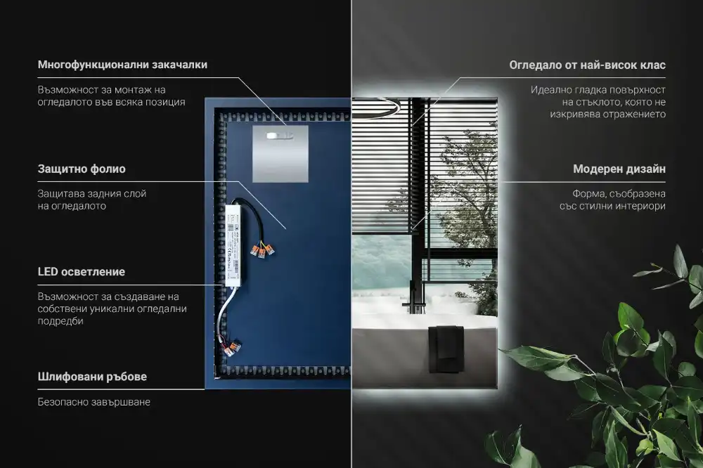 Štvorcové zrkadlo moderné LED