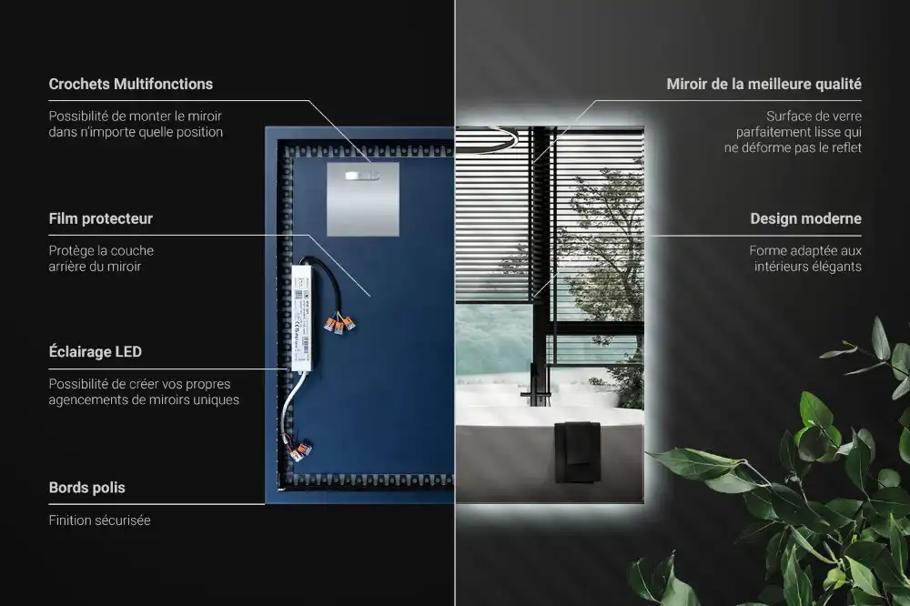 Štvorcové zrkadlo moderné LED