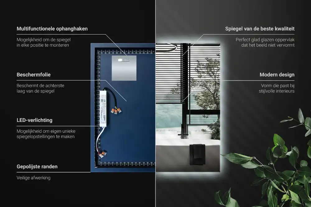 Štvorcové zrkadlo moderné LED