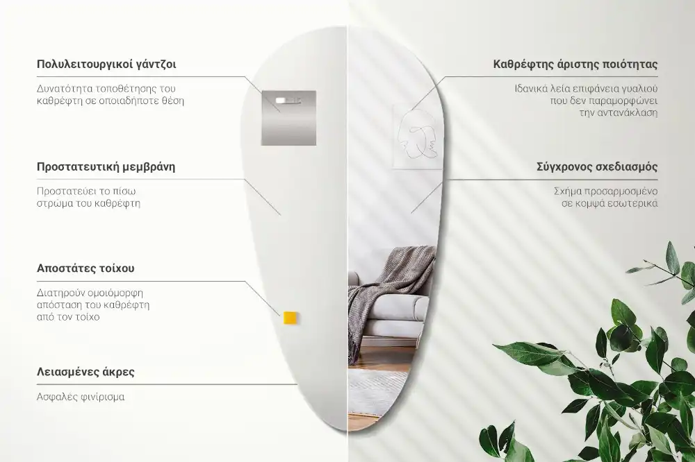 Nepravidelne zrkadlo kvapka nástenné