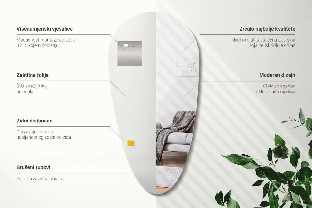 Nepravidelne zrkadlo kvapka nástenné