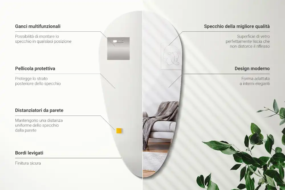 Nepravidelne zrkadlo kvapka nástenné