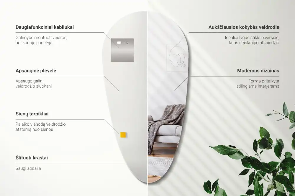 Nepravidelne zrkadlo kvapka nástenné