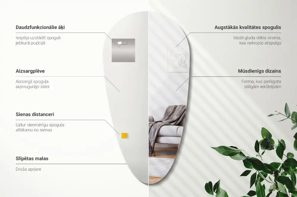 Nepravidelne zrkadlo kvapka nástenné