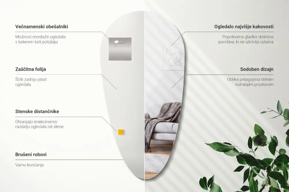 Nepravidelne zrkadlo kvapka nástenné