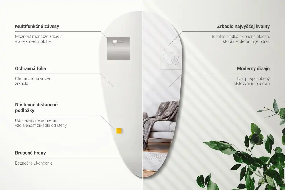 Nepravidelne zrkadlo kvapka nástenné