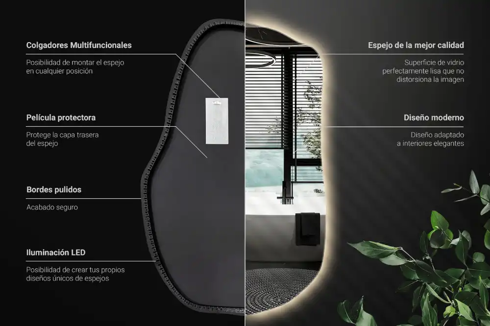 Organické zrkadlo s led osvetlením dekoratívne