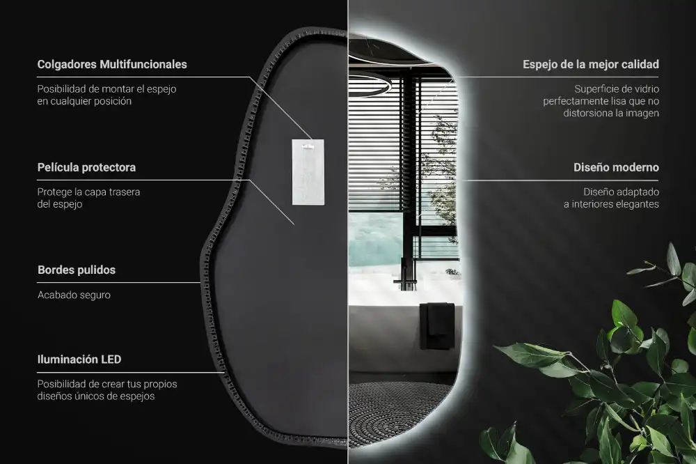 Organické zrkadlo s led osvetlením dekoratívne