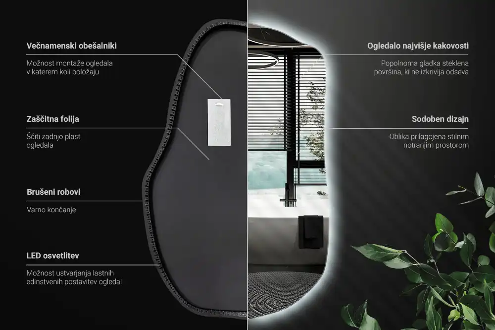 Organické zrkadlo s led osvetlením dekoratívne