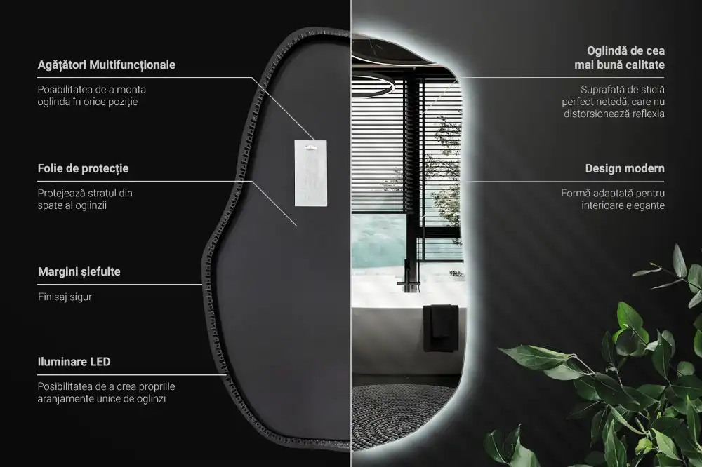 Organické zrkadlo s led osvetlením dekoratívne