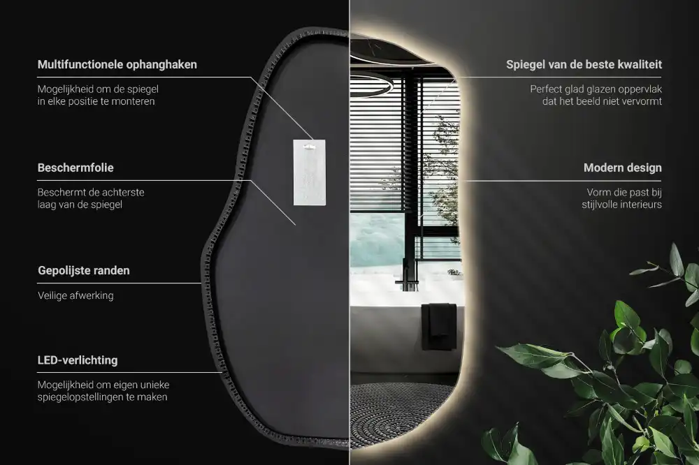 Organické zrkadlo s led osvetlením dekoratívne