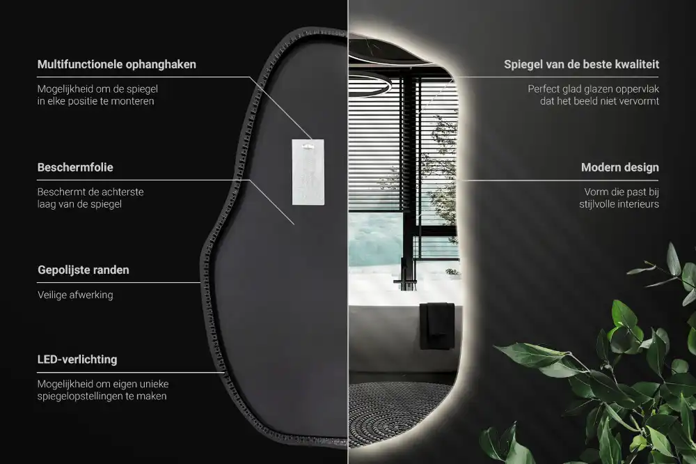 Organické zrkadlo s led osvetlením dekoratívne