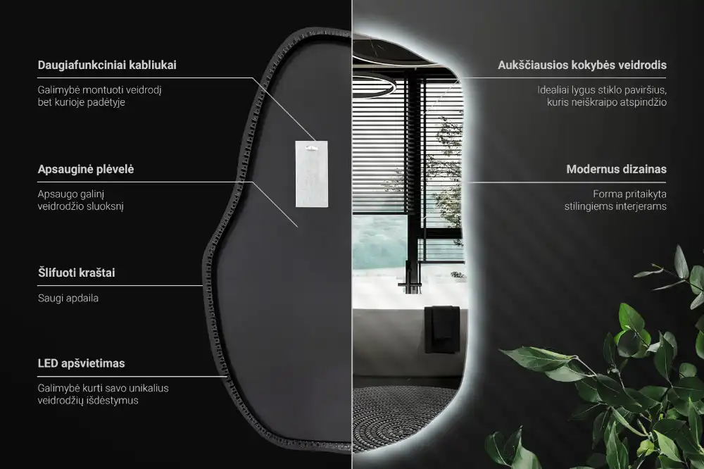 Organické zrkadlo s led osvetlením dekoratívne