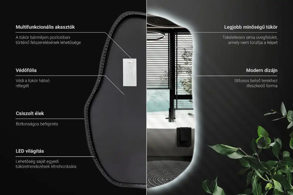 Organické zrkadlo s led osvetlením dekoratívne